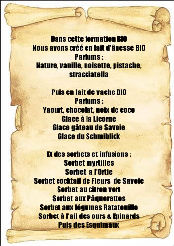 liste parfums  de glace bio